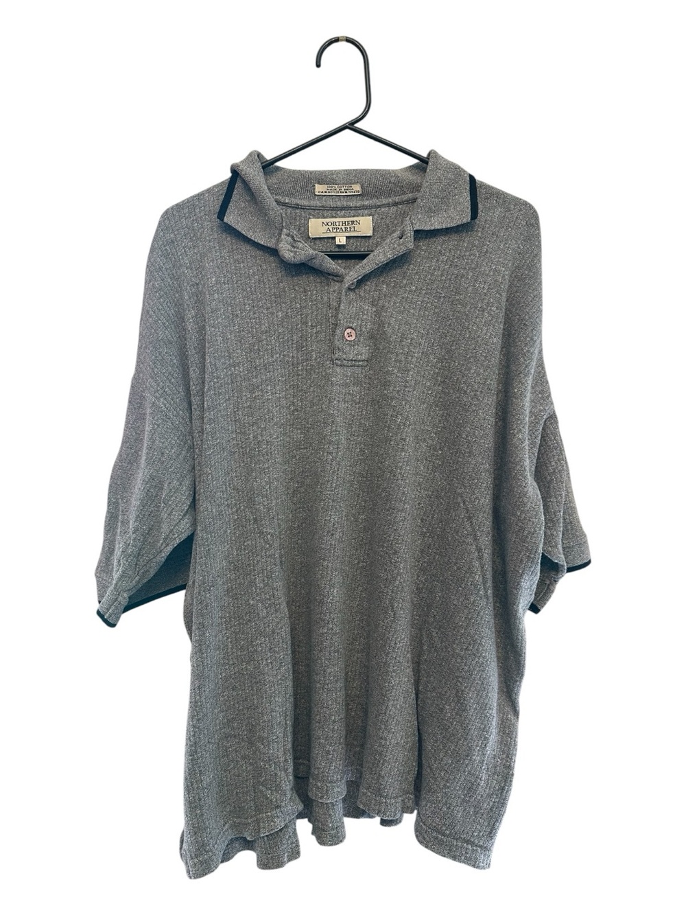 Vintage 90’s Northern Apparel 100% Cotton Gray Polo with Subtle Texture Large